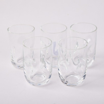 A Set of Five Sasaki Japan Dimpled Crystal Tumblers