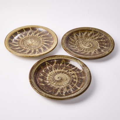 A Set of Three Mirek Smisek Dinner Plates
