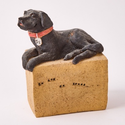 Helen Perrett &ldquo;In Dog We Trust&rdquo; Sculptural Studio Pottery Dog