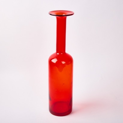 A Tall Mid-Century Red Glass Vase