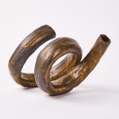 A Ceramic Bronze Glazed Twist