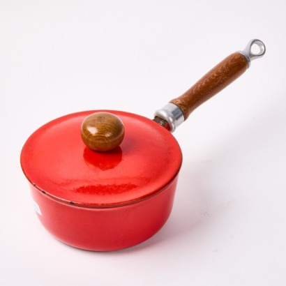 A Cast Iron Enamel Saucepan