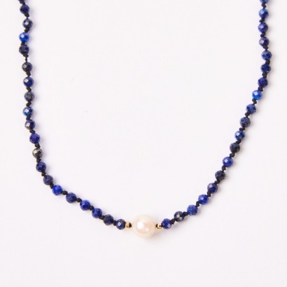 A Lapis Lazuli & Cultured Pearl Necklace