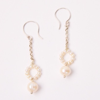 A Pair of Pearl & Sterling Silver Drop Earrings