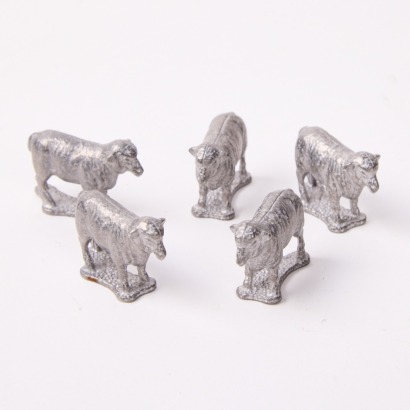 A Set of Five Pewter Sheep