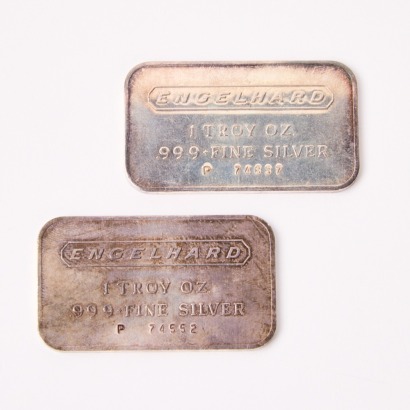 A Pair Of Engelhard 1 Troy Oz 999 Fine Silver Bars