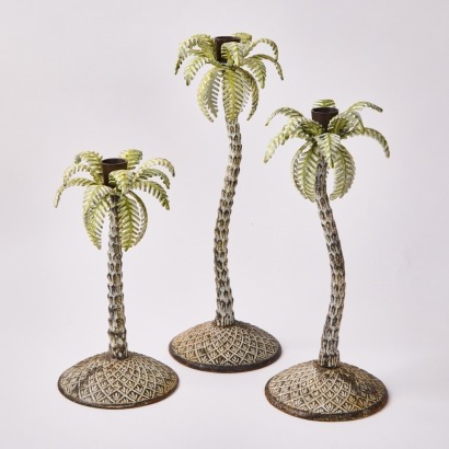 A Trio of Graduated Pine Tree Candlesticks