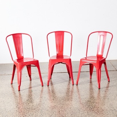 A Set Of Three Tolix Style Chairs