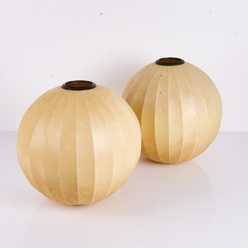 A Pair Of Extra-Large New Zealand Made George Nelson Style Lamp Shades