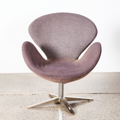 A Jacobsen Style Swan Chair In Grey Upholstery