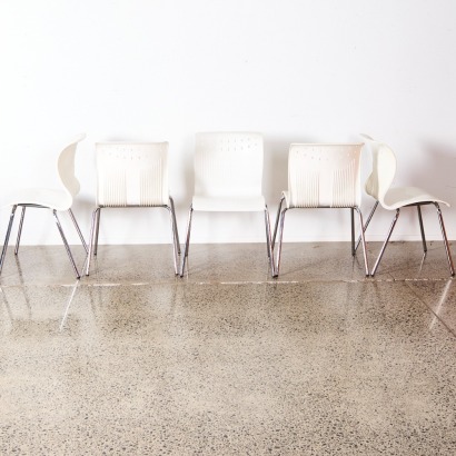 A Suite Of Five Ergoline Moulded Chairs