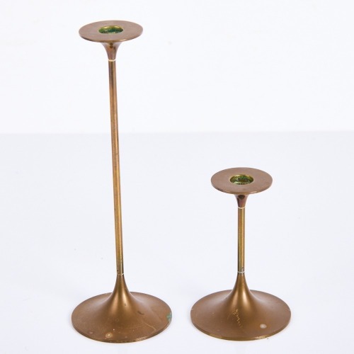 A Graduated Pair of 'Jazz' Brass Candleholders by Max Bruel for Torben Orskov