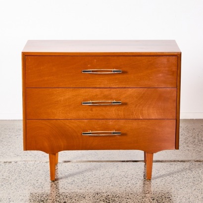 A Mid-Century Small Mahogany Three Drawers Chest