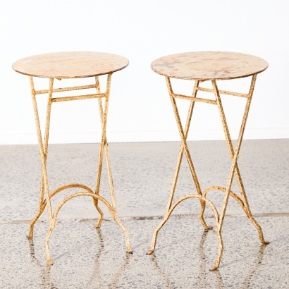 A Vintage Pair Of Metal Wine/Bedside Folding Tables