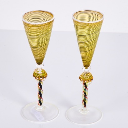 A Pair of John Penman Venetian Style Goblets