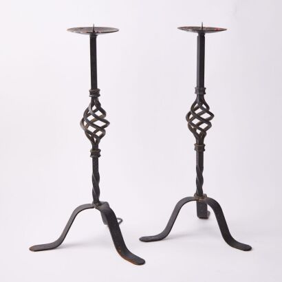 A Pair of Metal Candlesticks