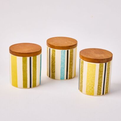 A Set of Three Crown Lynn Cordon Bleu Spice Jars