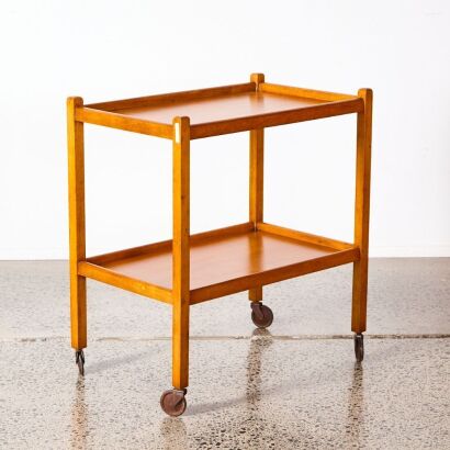 An Art Deco Oak And Rimu Drinks Trolley