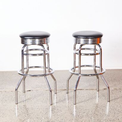 A Pair Of 1950s Style Diner Barstools