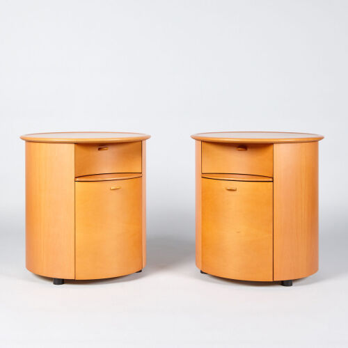 A Pair of Italian Circular Bedside Tables 