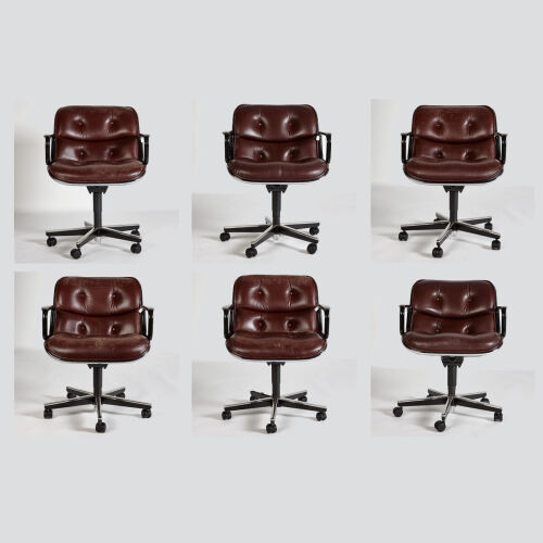 A Set of Six Charles Pollock Executive Swivel Chairs for Knoll