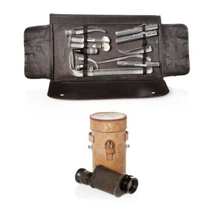 A Vintage Leather Cased Eight Power Monocular by Ross London, No.10579