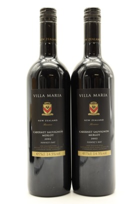 (2) 2002 Villa Maria Reserve Cabernet Sauvignon - Merlot, Gimblett Gravels [JR17] [BC95] ♦