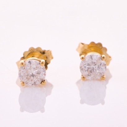 14ct Yellow Gold, 1.00ct Diamond Stud Earrings