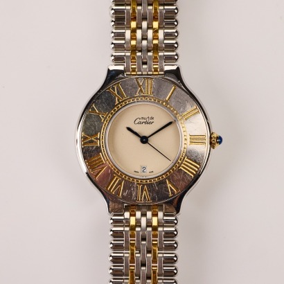 Stainless Steel /Yellow Gold, 21 Must De Cartier Quartz Wristwatch