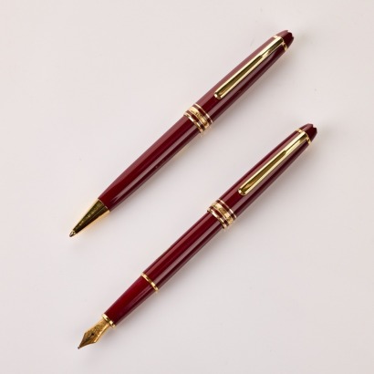 Montblanc, Meisterstuck Burgundy Fountain and Ballpoint Pen Set, circa1980's