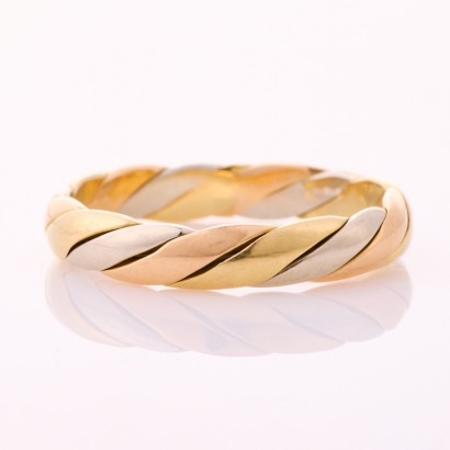 18ct Tricolour Gold, Twisted Pattern Ring, Size N