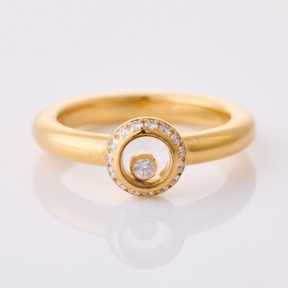 Chopard, 18ct Yellow Gold, .20ct Happy Diamond Ring