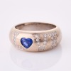 18ct White Gold, Modern, Heart Shaped Sapphire / .28ct Diamond Heart Dress Ring