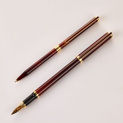 S.T. Dupont Classique Amber Laque Du Chine Two Pen Box Set