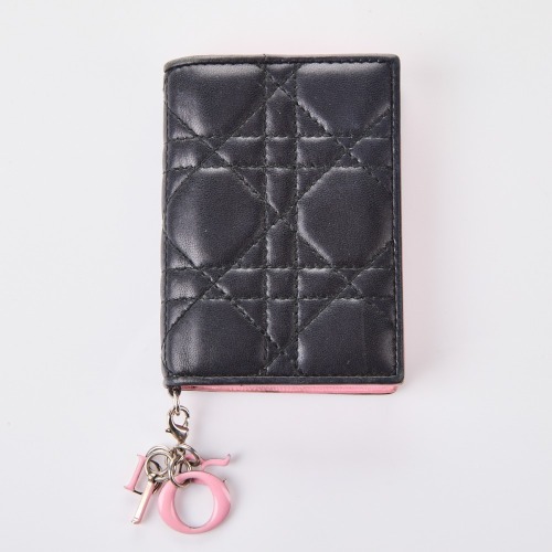 Christian Dior, Lady Dior Black Cannage Bi-colour Cardholder with Box