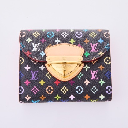 Louis Vuitton, Black Multicolore Joey Wallet with Box