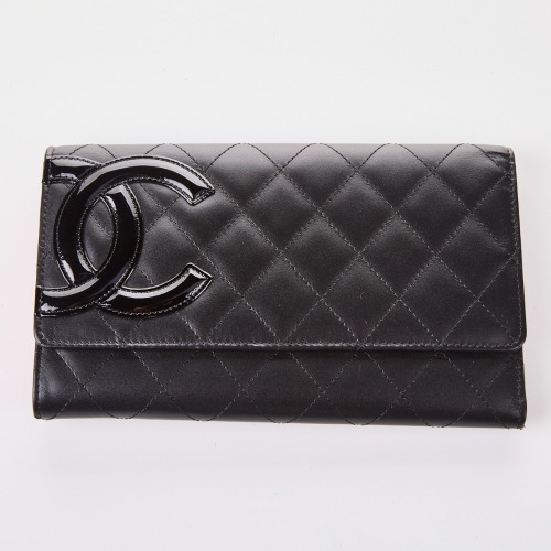 Chanel, Black Calfskin Cambon CC Tri-fold Wallet