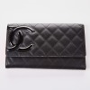 Chanel, Black Calfskin Cambon CC Tri-fold Wallet