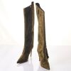 Alexandre Vauthier, Khaki Green Suede Knee High Boots, Size 38 with Box - 2