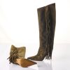 Alexandre Vauthier, Khaki Green Suede Knee High Boots, Size 38 with Box - 3