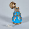 An Antique French Blue Glass Perfume Bottle with Cameo Lid - 2