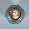 An Antique French Blue Glass Perfume Bottle with Cameo Lid - 3