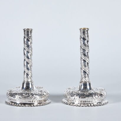 A Pair of Georgian Sterling Silver Candlesticks