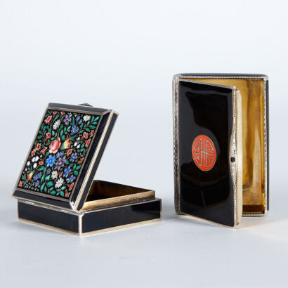 Two Early-20th Century Sterling Silver and Enamelled Boxes