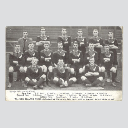 A 1905 Postcard of the New Zealand Rugby Football Team, Defeated by Wales