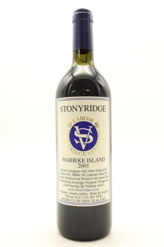 (1) 2001 Stonyridge Vineyard Larose, Waiheke Island