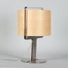 A Contemporary Chrome and Beech Veneer Table Lamp