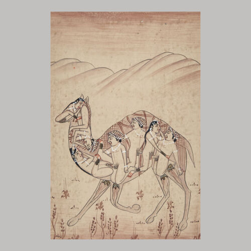 A 19th Century North Indian Erotic Study of Figures Copulating in a Camel