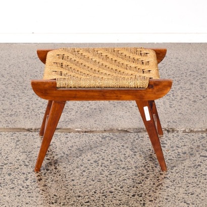 A Mid-Century Woven Cord Stool