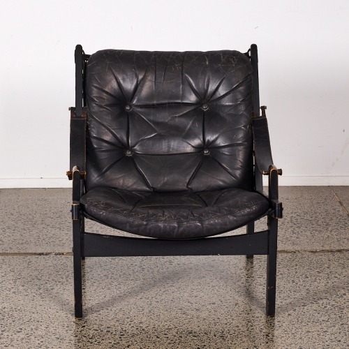 A Torbjorn Afdal Hunter Black Leather Chair